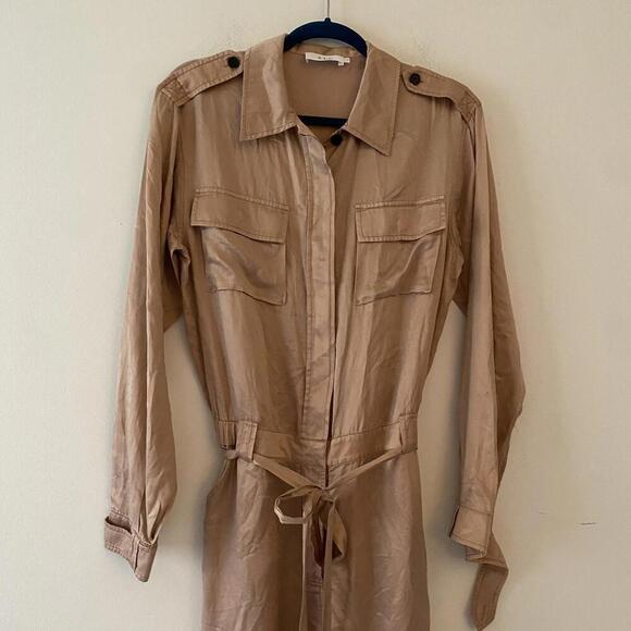 ALC rose gold satin long sleeve button down jumpsuit - Picture 6 of 7